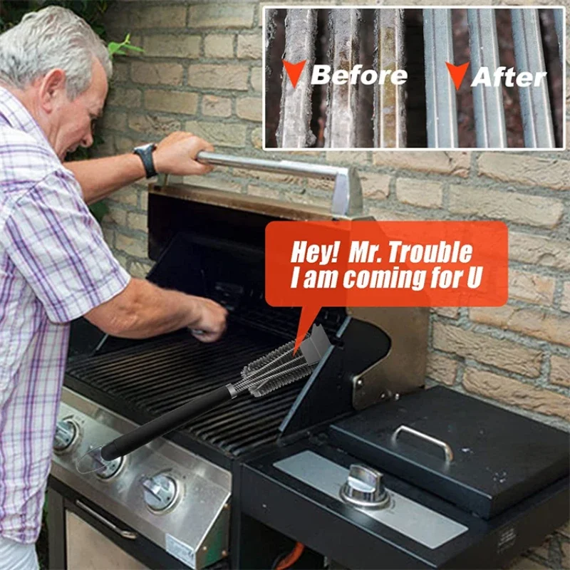 Safe Grill Brush-Bristle Free BBQ Grill Brush-Rust Resistant Stainless Steel Barbecue Cleaner Great Grilling Accessories