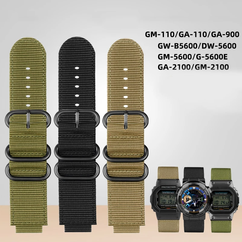 Cinturino In Nylon Per Casio Dw-5600 Gw-B5600 Gm-5600 Braccialetto Sportivo All'Aperto Gm110 Ga110 Ga900 Ae1200 Ae1200Wh/1300 Cinturino Dell'Orologio
