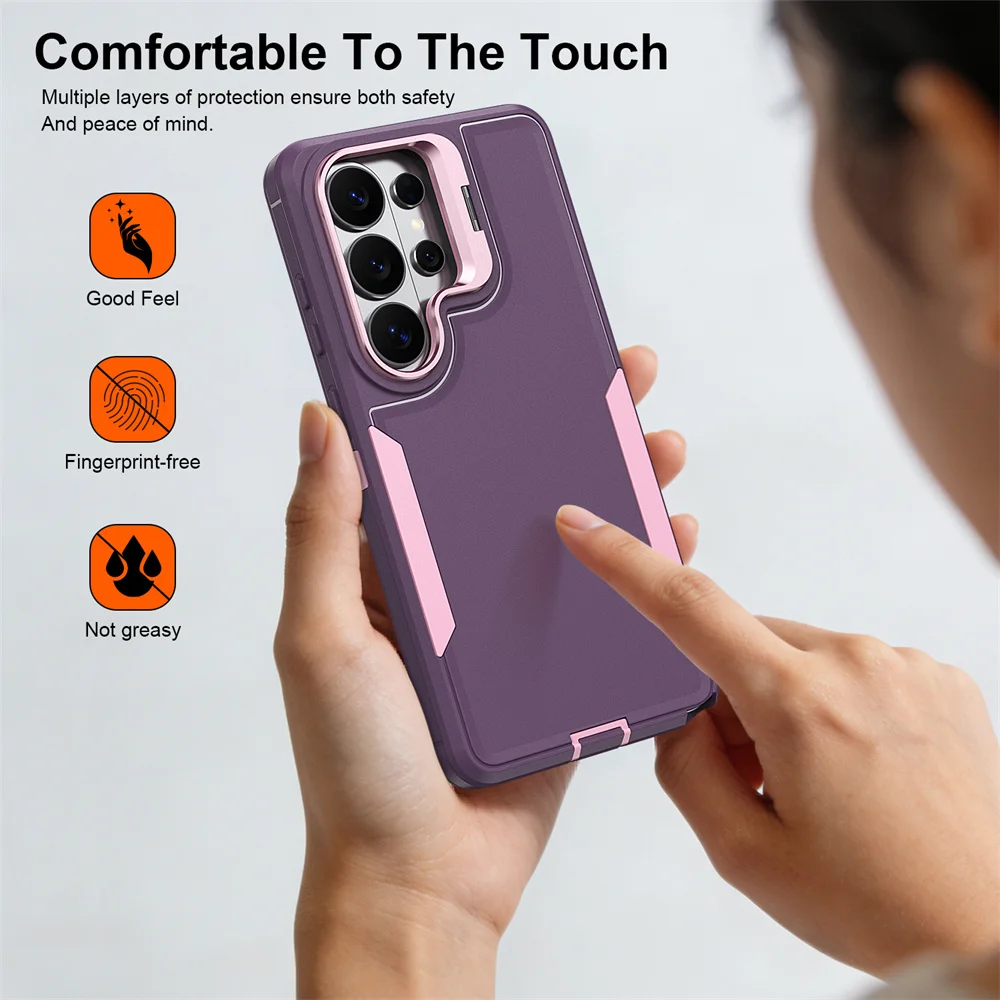 Shockproof Armor Flip Lens Stand Phone Case Cover