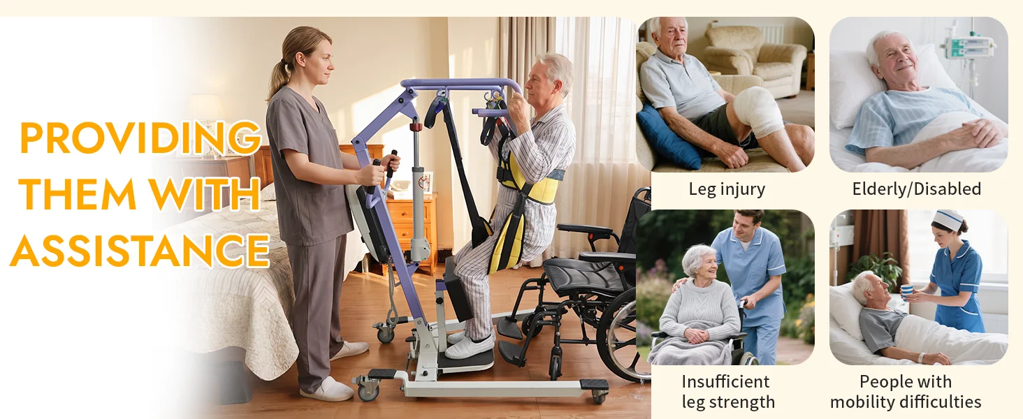 Ehucon Patientenlifter mit geteilten Beinhaltern zum Sitzen und Stehen, ISO-zertifiziertes, verstellbares Transfergurt für ältere Patienten – Detail 4