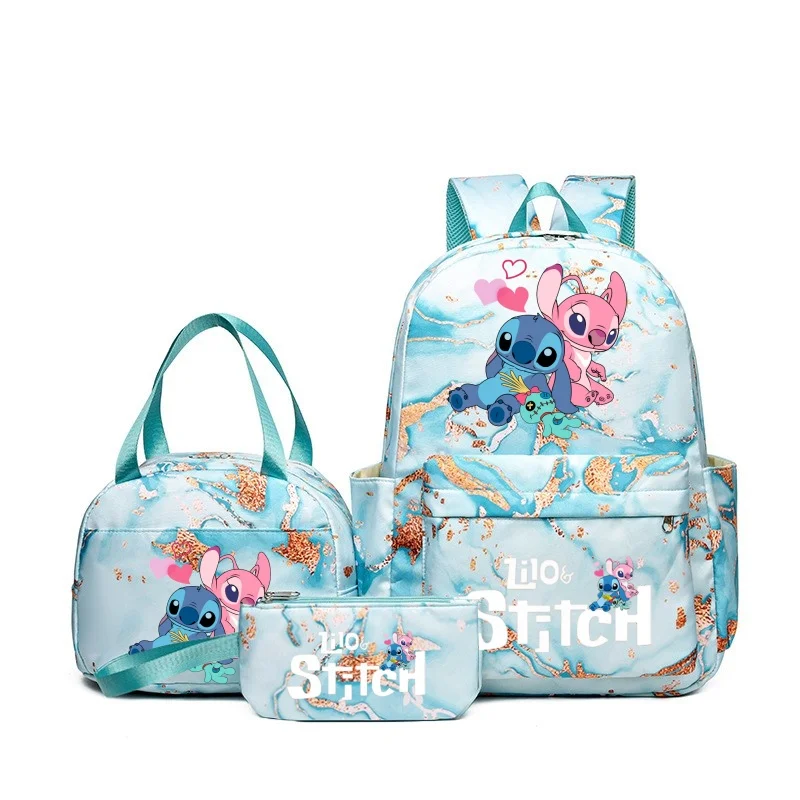 3Pcs Lilo & Stitch Anime Print Backpack Set, With Tote and Pouch, Large Capacity Lightweight And Breathable Outdoor Knapsack 2