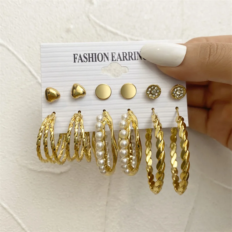 Fashion Black Earring Set For Women Girls Simple Multi-layer Metal  Hoop Earrings 2024 New Fashion Elegant Wedding Party Jewelry