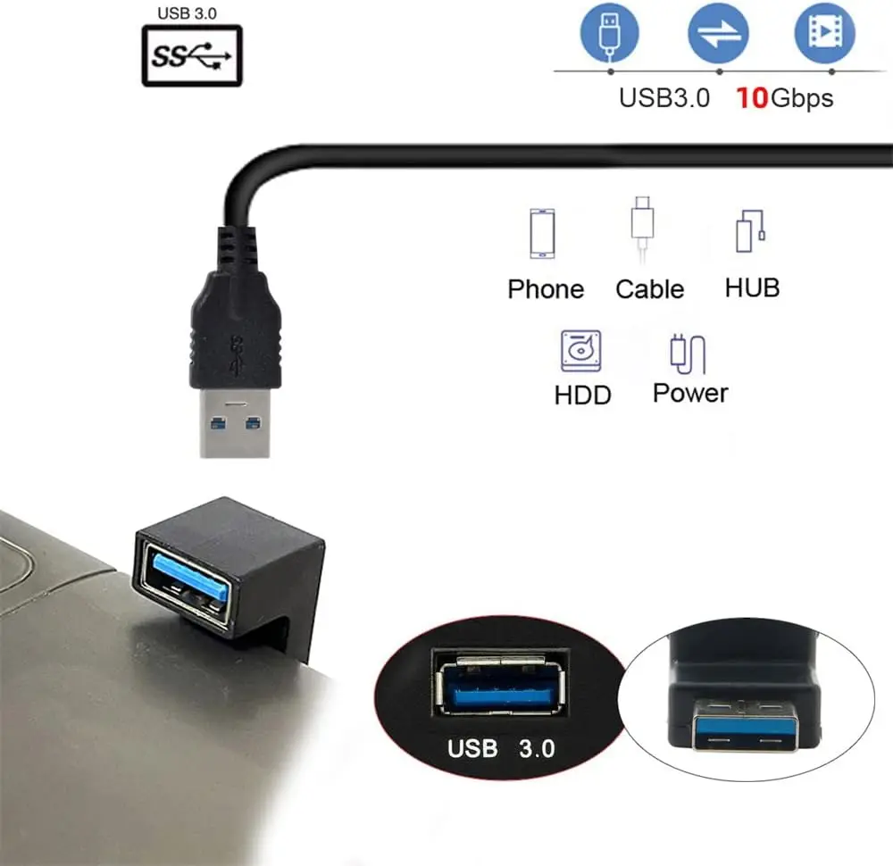 10Gbps USB 3.1 남성-여성 어댑터, U자형 USB 연장 커넥터, USB 3.0/2.0 장치와 호환 가능