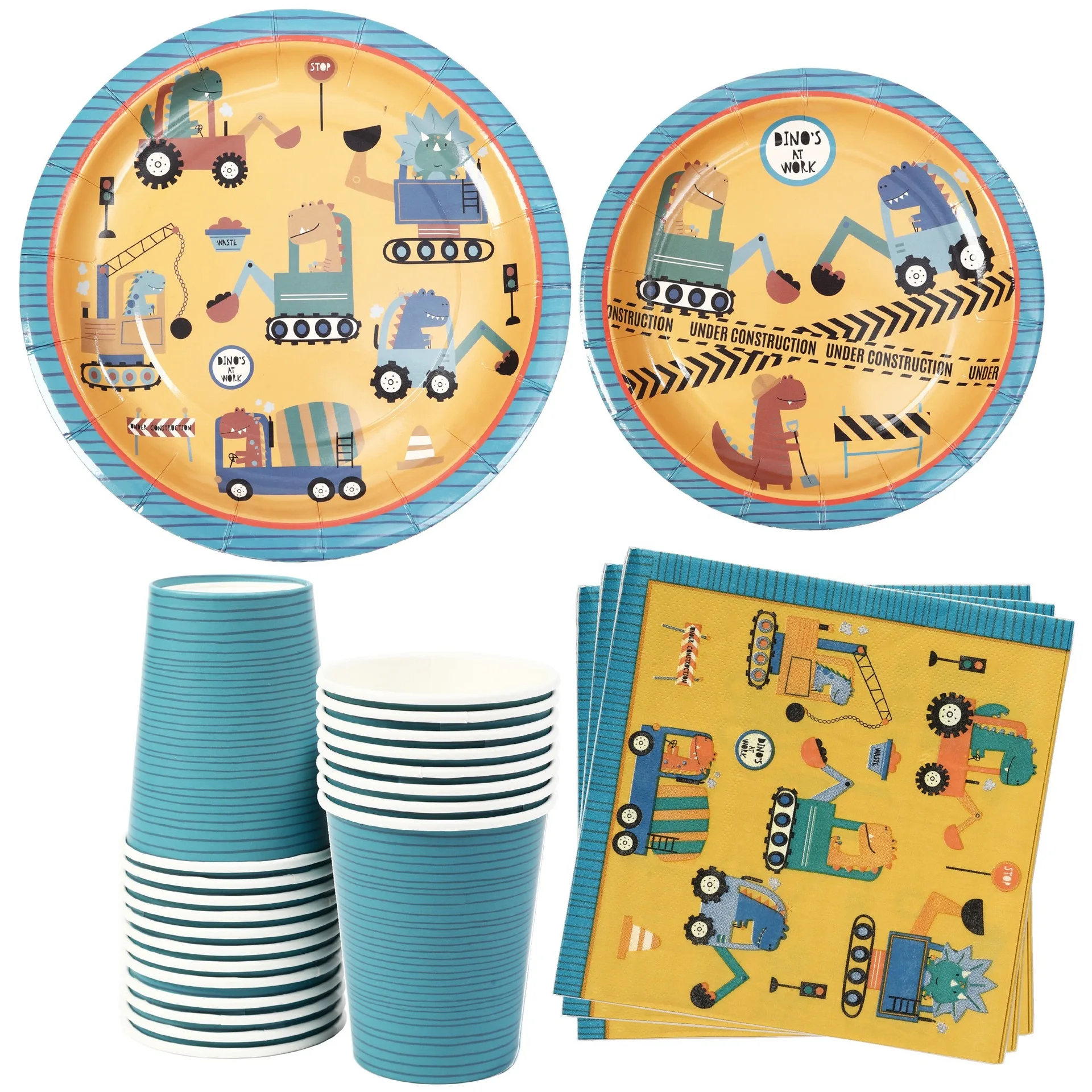 

8pcs Funny Dinosaur Engineering Car Disposable Tableware Cartoon Dino Vehicles Plate Napkin Boys Happy Birthday Party Supplies