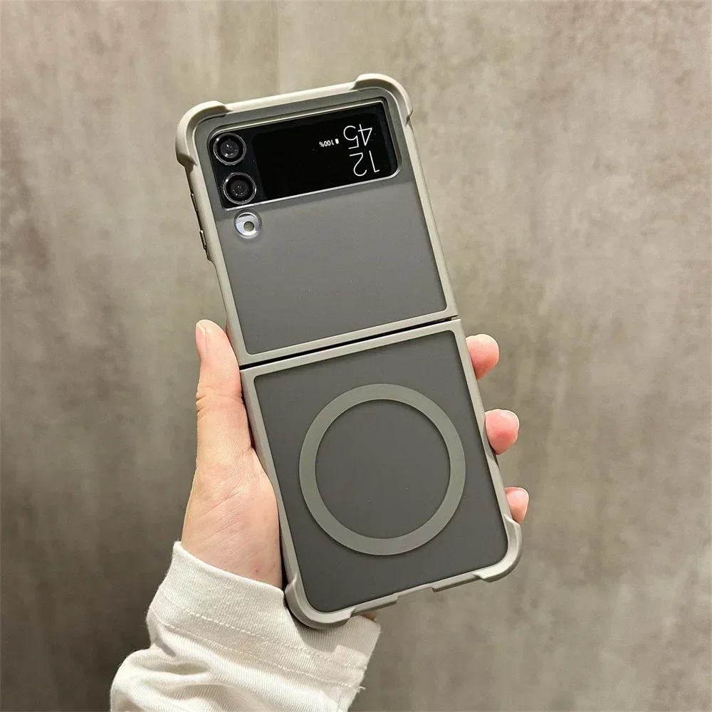 Luxury Magnetic Wireless Charging Matte Case with Airbag Shockproof PC Cover