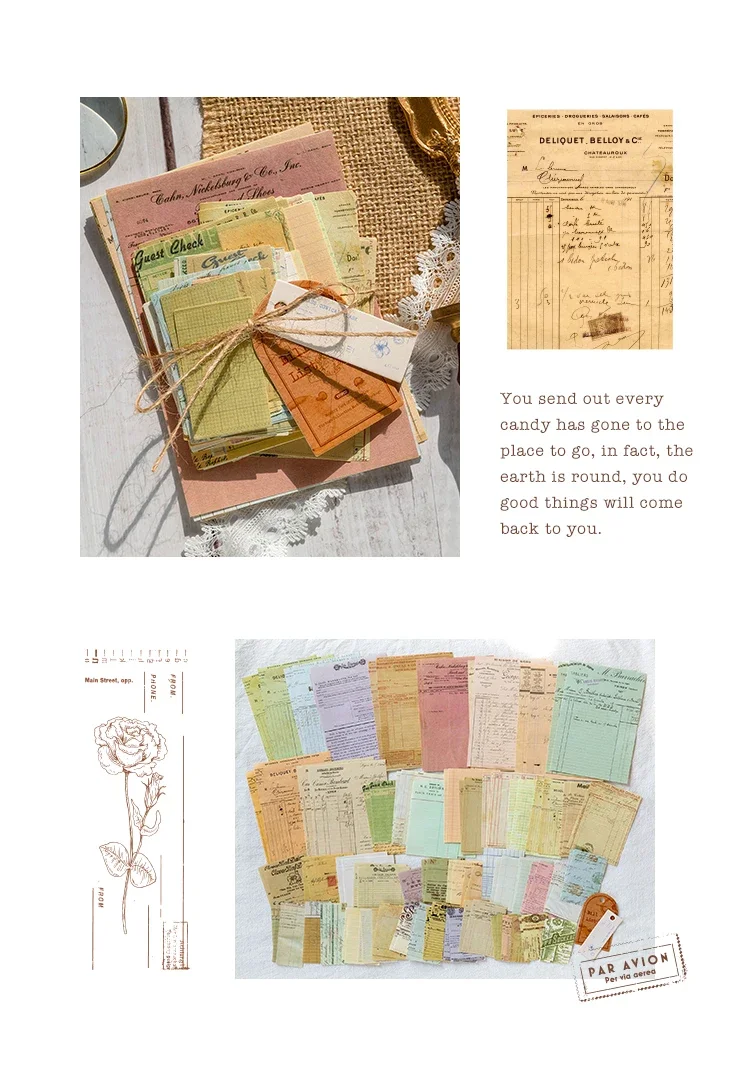 Journamm 100 teile/paket Vintage Scrapbooking Licht Papier Kit DIY Junk Journal Collage Schreibwaren Hintergrund Dekor Materialien Papier – Detail 8