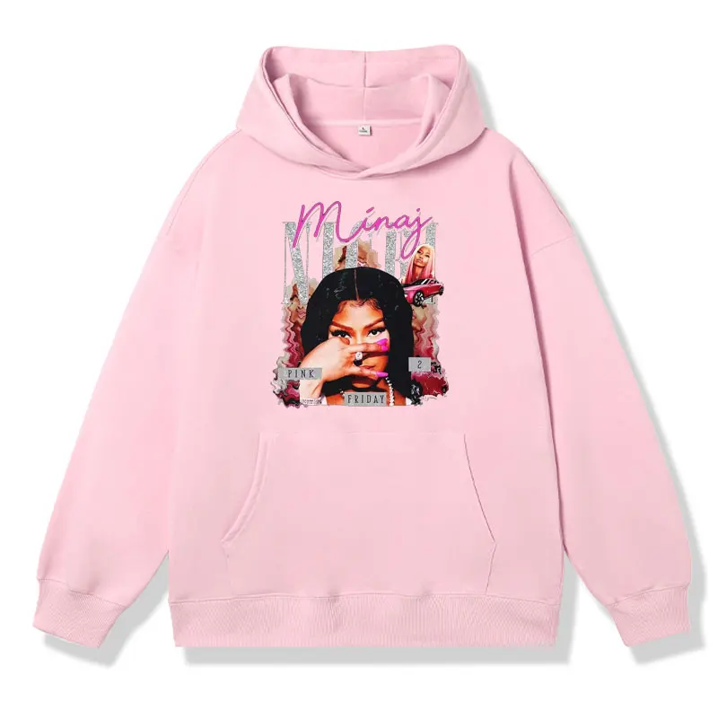Rapper Nicki Minaj Pink Friday 2 Album Graphic Print Hoodie Men Women Hip Hop Streetwear Pullover Oversized Sweatshirts Hoody