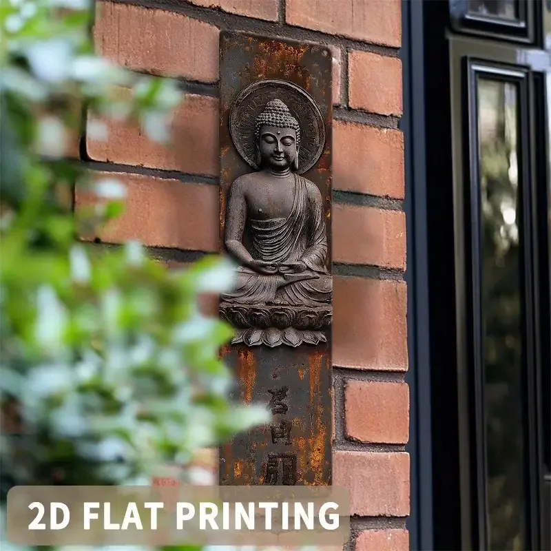 S9964d1afbc3b4481959df91ed1f62bf6v.jpg 2D Metal Sign Zen Buddha Wall Decor, Minimalist Metal Art for Meditation Room, Yoga Studio, Calm Garden - Image 1