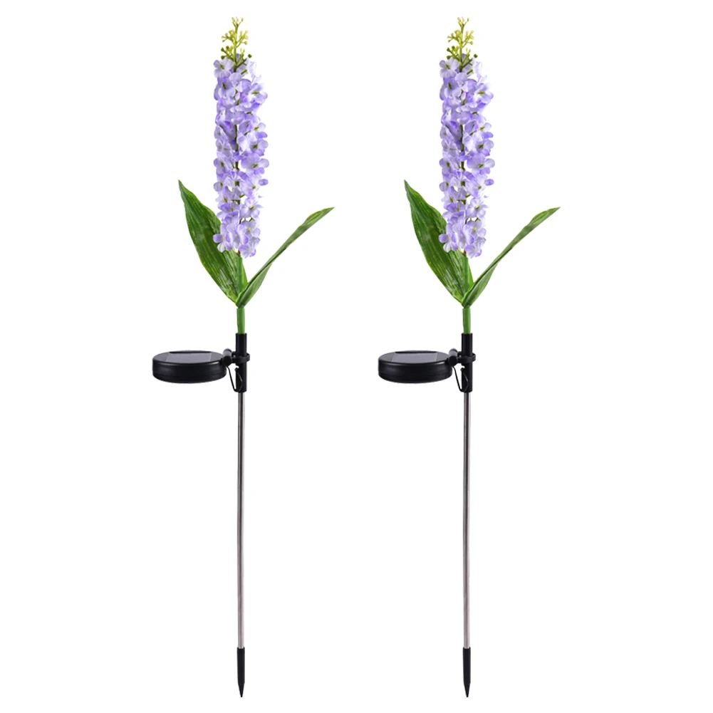 태양열 Delphinium 꽃 조명, 야외 정원 조명, 잔디 마당 장식, 선물, IP65 방수, 2 팩