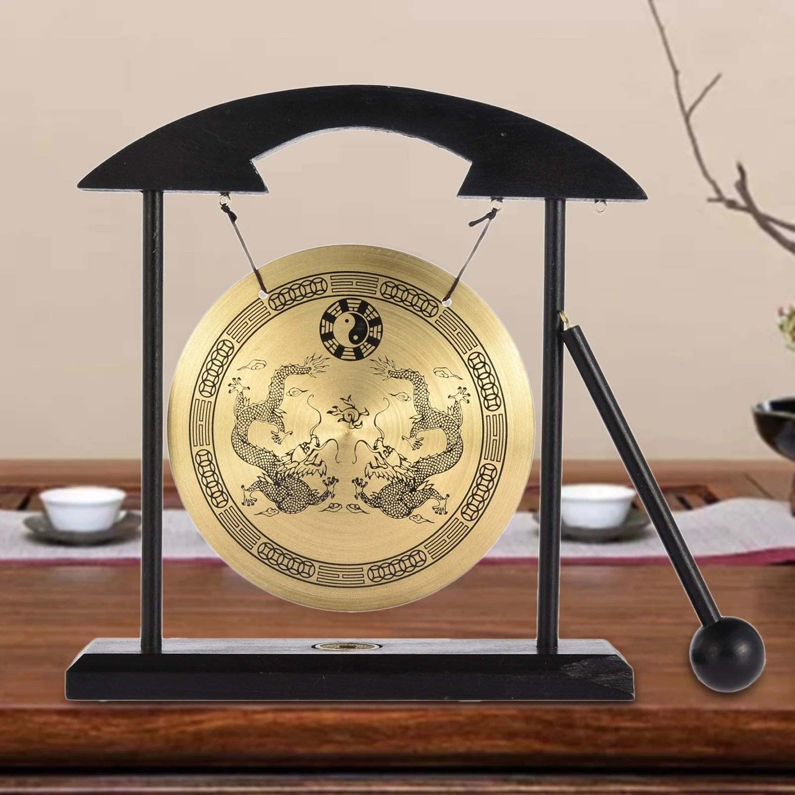 Zen Art Brass Feng Shui Desktop Gong Dragon Gong Brass Feng Shui Buddha Decor Desktop For Living Room Decoration