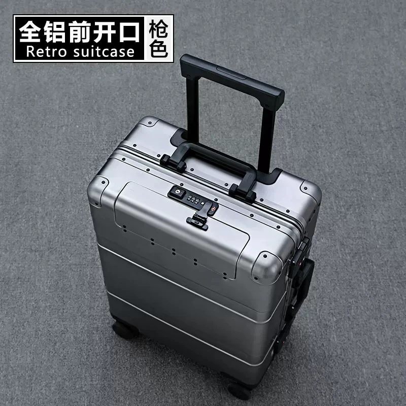 Front Opening 100% Aluminum Material Technology And Fashion High Quality trolley wheel Luggage Spinner brand Travel Suitcase