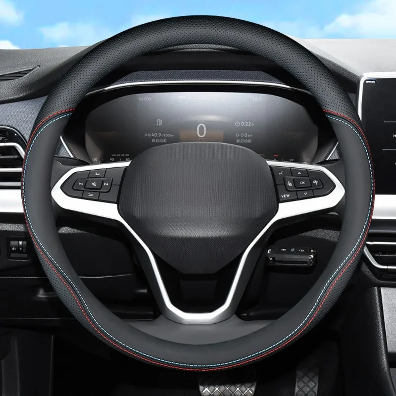 

Car steering wheel accessories for universal steering wheel cover handlebar cover nappa leather double stitching anti-slip