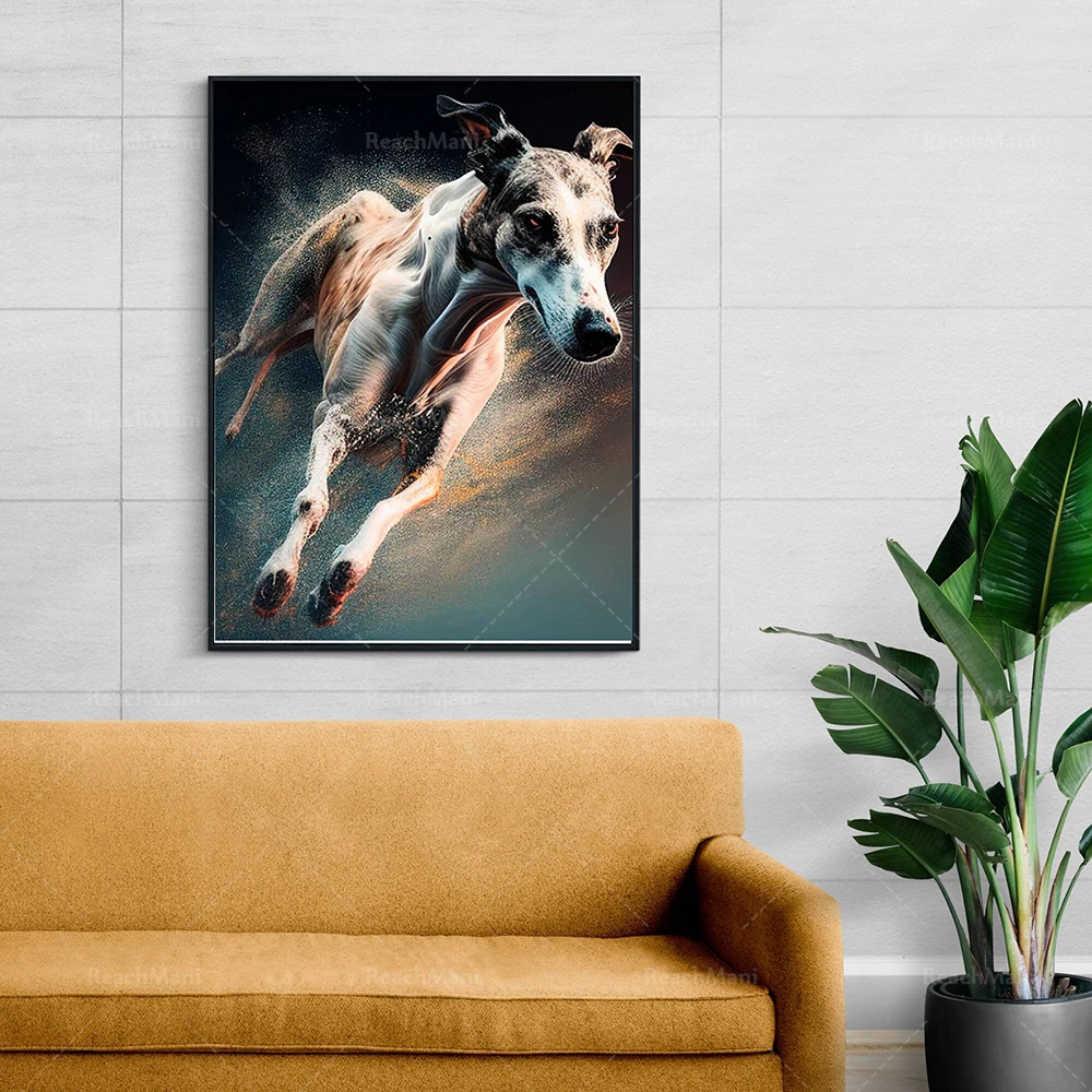 

Greyhound, полная скорость Greyhound, животные, любители собак, домашний Настенный декор, подарки, идея плаката
