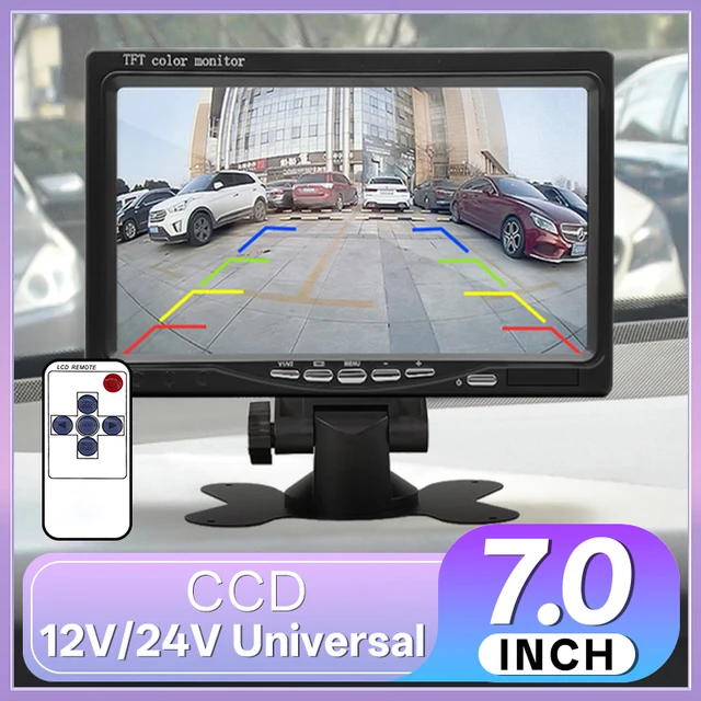 Hippcron 7 pouces écran de moniteur de voiture vue arrière Support caméra numérique 2 voies entrée vidéo Image de recul TFT LCD système de stationnement 1