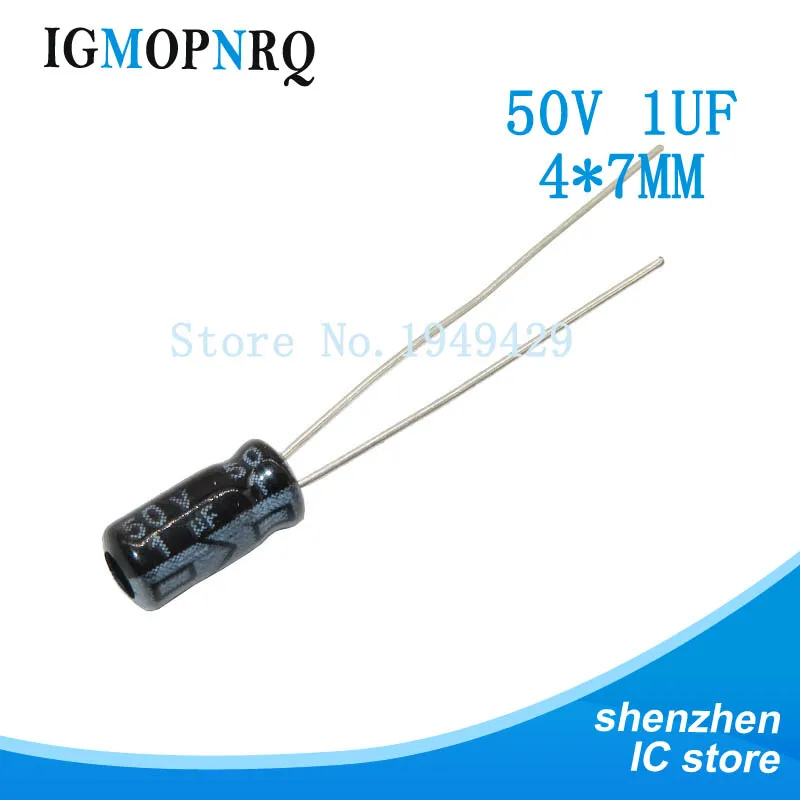 1uF 50V 4x7mm Aluminum electrolytic capacitor 50v 1uf 4*7 Electrolytic capacitor 50PCS/LOT electrolytic capacitor aluminum capacitor aluminum electrolytic capacitor