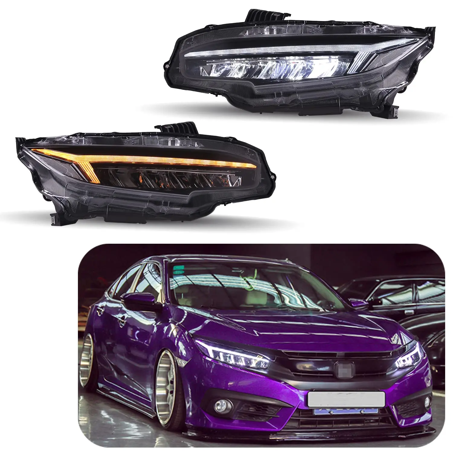 VLAND Full LED Headlights For Honda Civic 10TH Gen Honda Civic Sedan