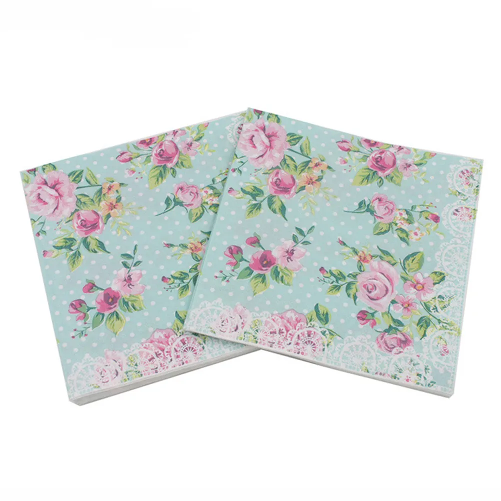 Color Printing Paper Napkins 20 Pcs Rose Wedding Party Table Decoration Disposable Tableware paper napkins tissue paper decoration