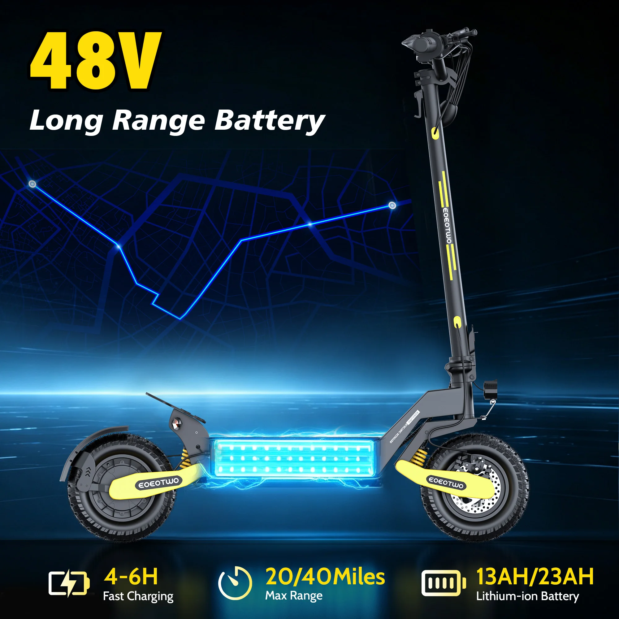 1200W Off-Road Electric Scooter for Adults – 48V Long Range E-Scooter with 30MPH Fast Speed, 11-Inch Tires & Folding Design 4