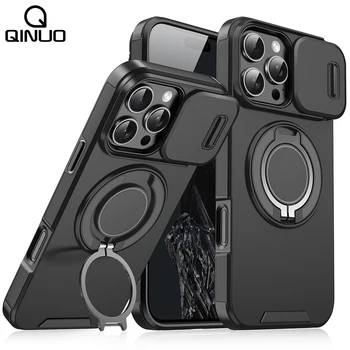Heavy-duty Rugged Magnetic Stand Case For iPhone 17 Air 16 E 15 14 13 12 11 Pro Max Plus Slide Camera Protect For Magsafe Cover 1
