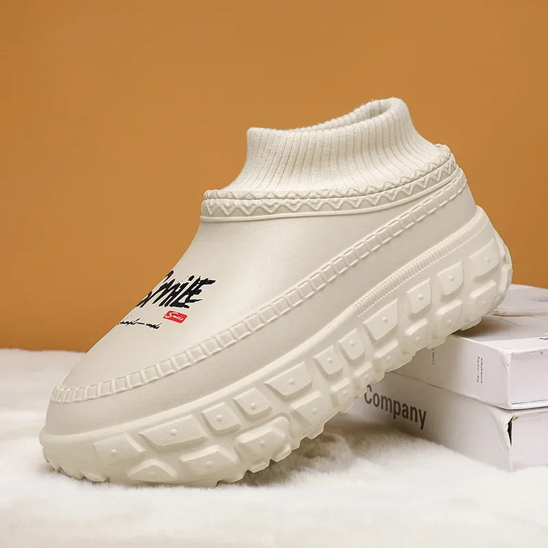 Winter Fluffy Slippers Men Women Platform EVA Shoes Outdoor Warm Fluffy Slippers Comfy Non-slip Men's Slippers pantuflas hombre