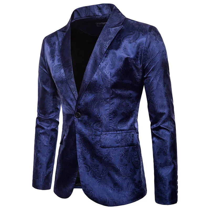 British Style Male Jacquard Suit Jacket Black White Navy Fashion Men Business Wedding Party Tuxedo Dress Blazers Size XXX-S