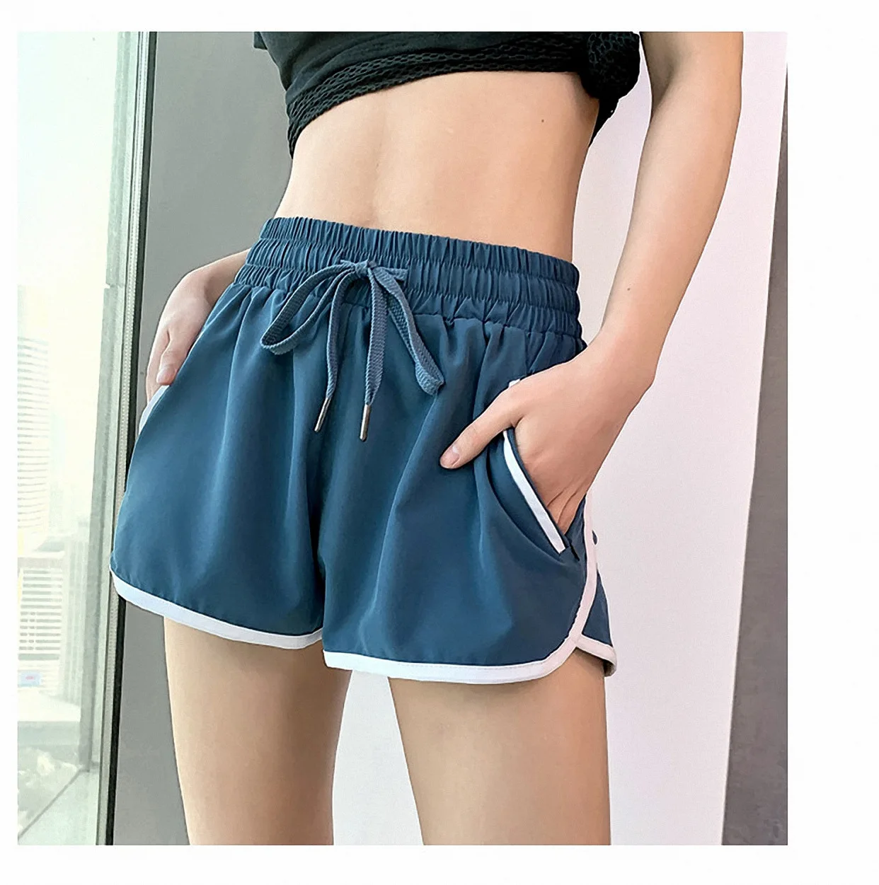 2022 New Spring and Summer Women's Elastic Anti-glare Outer Wear Loose and Thin Ultra-short Speed Training Shorts short pants