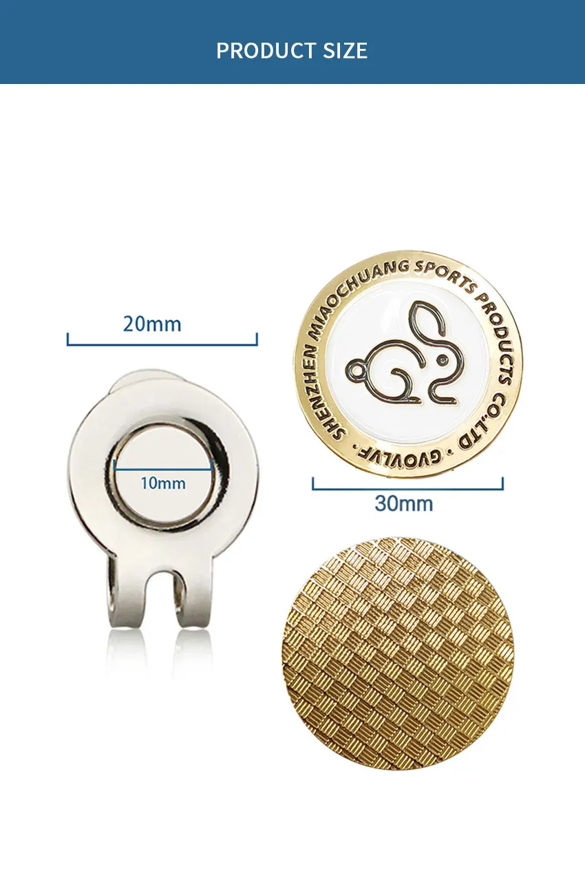 Description Picture 5 of item1pc GVOVLVF Golden rabbit Golf Ball Marker with Golf Hat Clip Great Gift for Any Occasion Premium Collection Removable For Mark