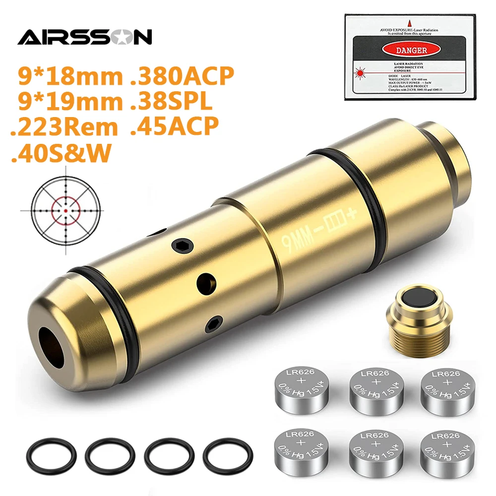 Tactical Laser Training Bullet 9mm/380ACP/45ACP Red Dot Laser Bore