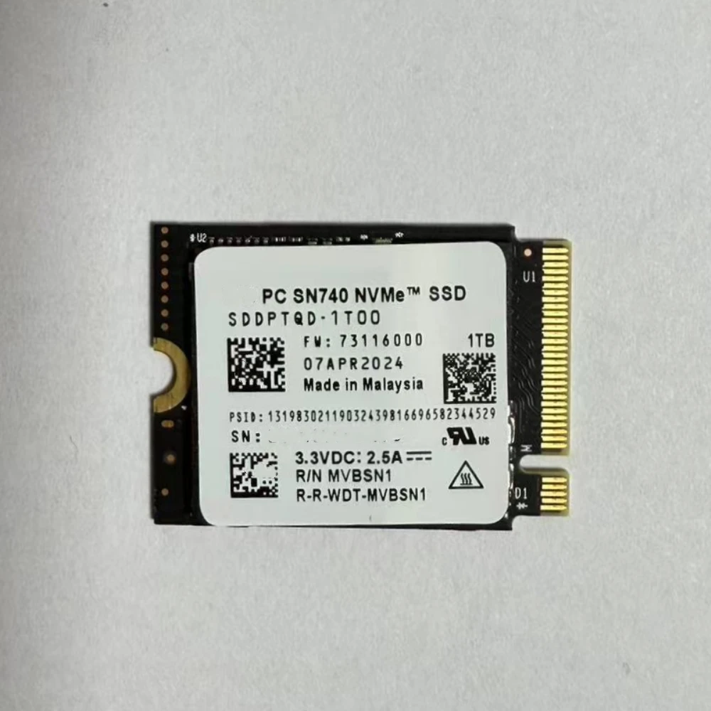 웨스턴 디지털 WD용 SSD M.2 2230 2242 Gen4 PCIe 4.0 X4 NVMe 솔리드 스테이트 드라이브, SN740, 2TB, 1TB, 512G, 256G