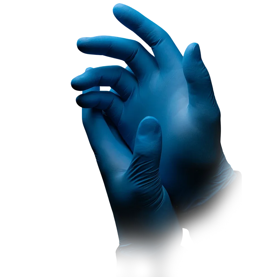 Guantes De Nitrilo Sin Polvo COM-FORT HOUSE Extreme Lite - Azul, Tallas S-XL, Para Cocina Y Limpieza
