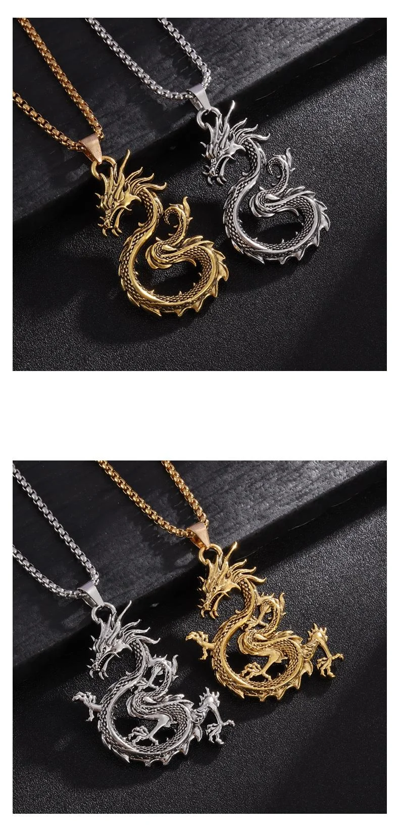 Collier Dragon du Zodiaque Tendance de la Personnalité Pendentif Dragon du Vent Chinois Accessoires de Mode Automne Hiver Pull Chaîne Bijoux_voghion.com