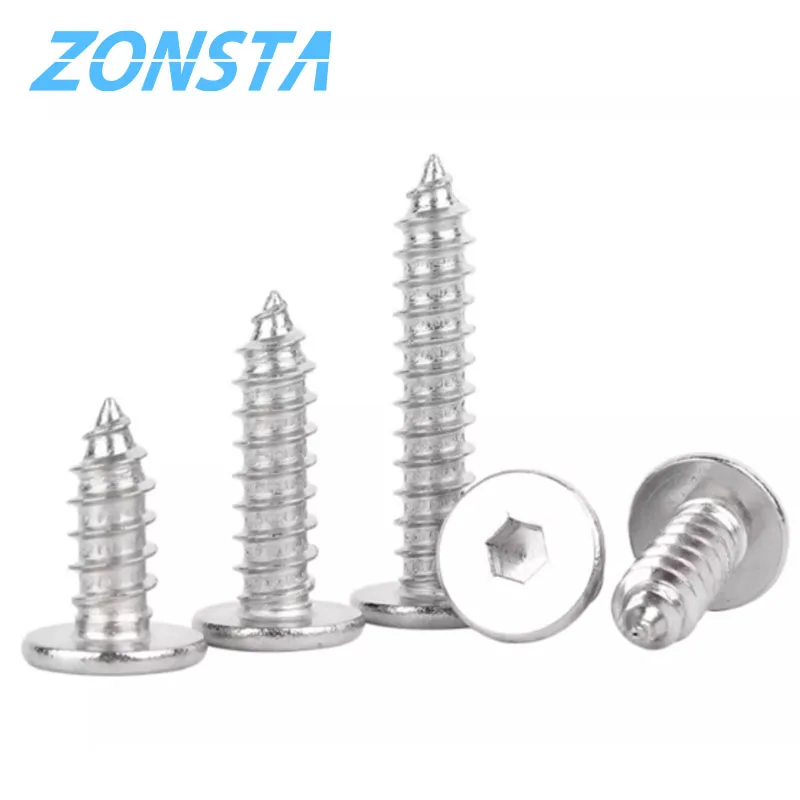 M2 M2.6 M3 M4 M5 M6 304 Stainless Steel Ultrathin Hexagon Low Flat Wafer Head Self Tapping Screw Wood Screws