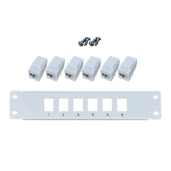 CAT6 6 Port Shielded Patch Panel RJ45 10G Ready Metal Housing Color-Coded Labeling for T568A and T568B Wiring,White P9JB