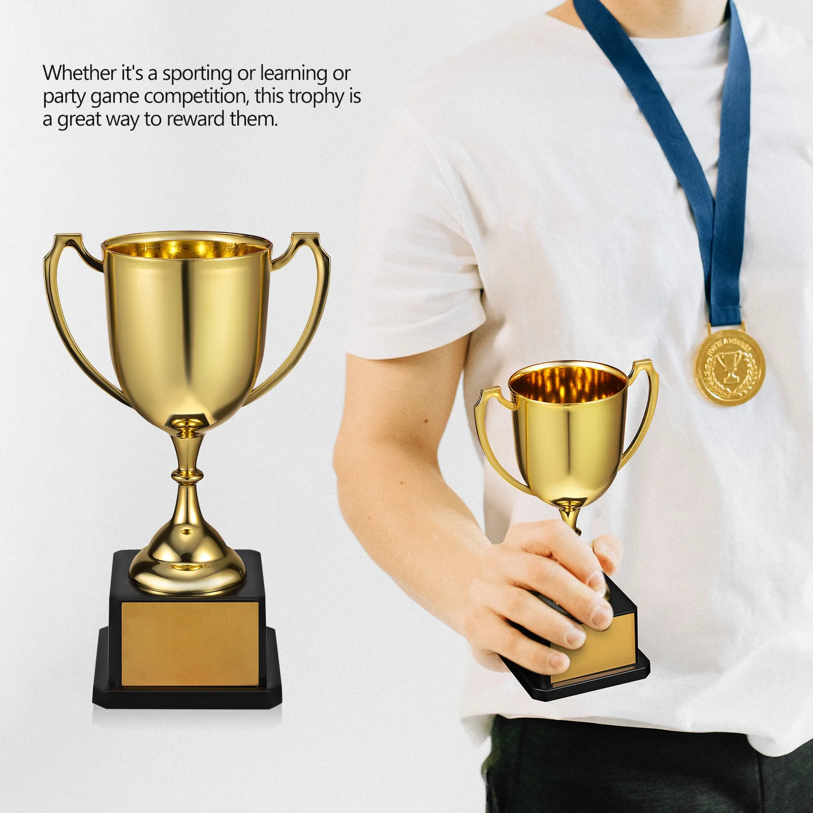 Square Base Gold Trophy Plastic Award Mini Trophies Sports Souvenirs Team Gifts Business Awards Commemorative Cups Victory