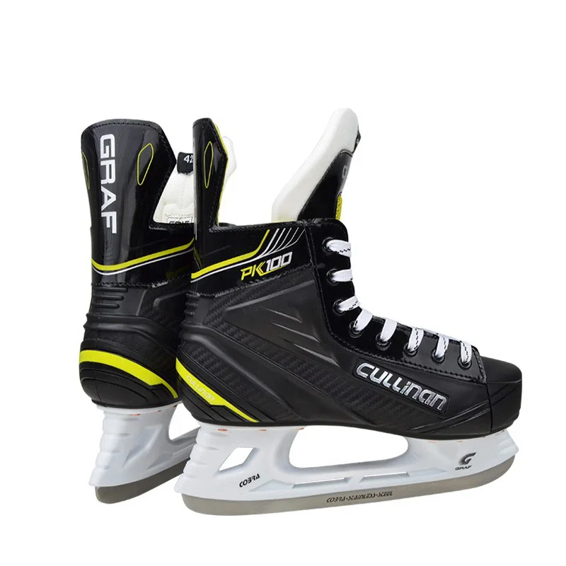 

New Graf Ice Hockey Knife Skating Sneakers Ice Skate Shoes Leather Ice Blade Real Ice Skates Shoes Adult Child Indoor Ice Sports