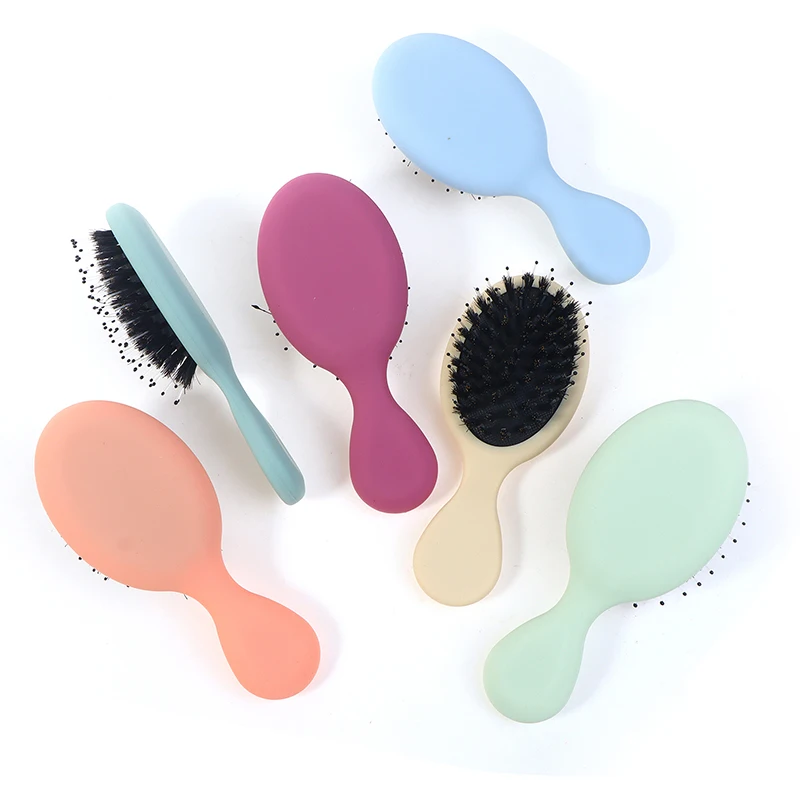 1PC Oval Boar Bristle & Nylon Hair Comb Mini Anti-static Hair Scalp Massage Comb Hairbrush Salon Care Brush Styling Tool