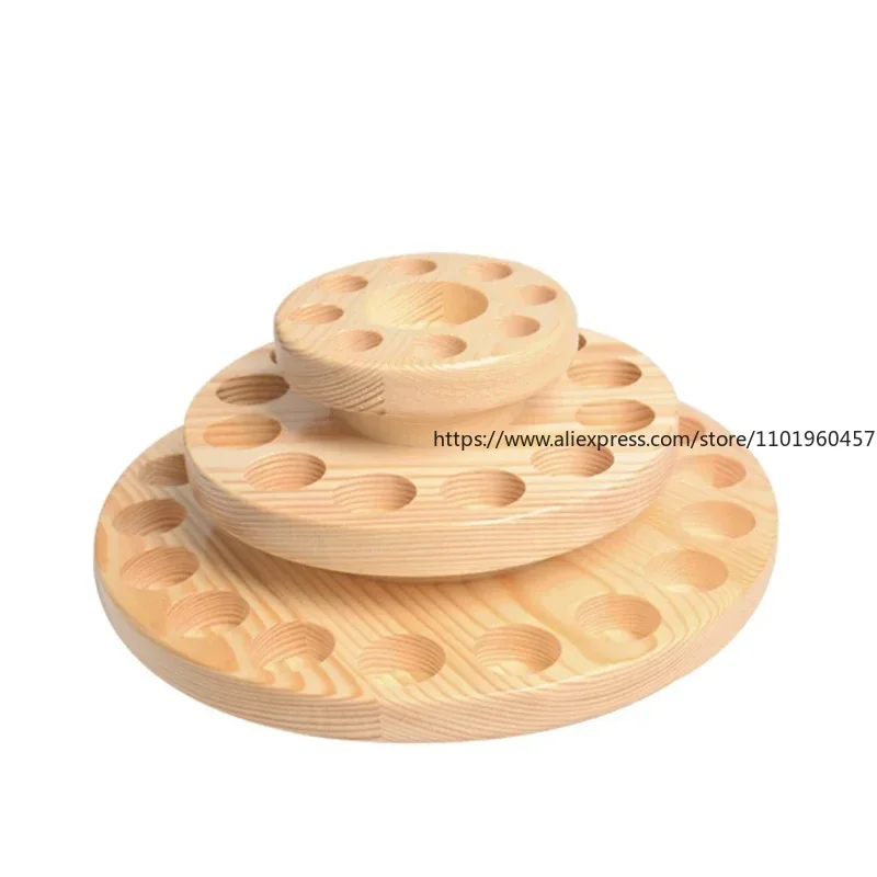 39 Slots Three Layers Essential Oil Storage Box Circle Wooden Case Aromatherapy Organizer Solid Wood Display Stand 2