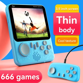 G7 휴대용 게임 콘솔, 3.5 인치 스크린, 666 in 1 미니 초박형 학생 카드 기계, 휴대용 레트로 향수 게임 콘솔