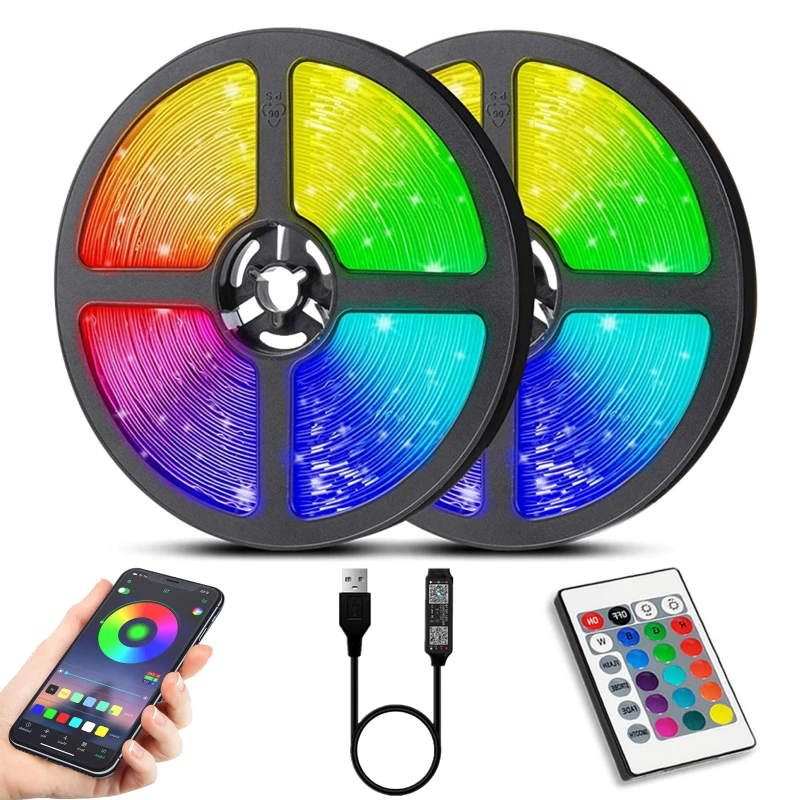Светодиодная лента RGB 5050 Luces 2835 USB 5 В Гибкая Диодная лампа Bluetooth пульт