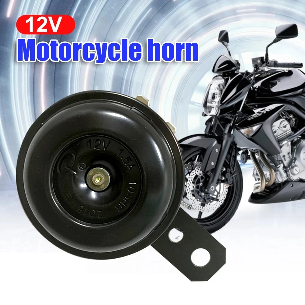 1pcs E-Bikes Motorcycle Loud Electric Horn Speaker 12V 105db Black ATVs Go-Karts Universal Round Alarm Horn Signal