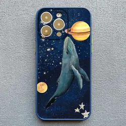 Space Ocean Whale Shark Shockproof Phone Case for iPhone 12 Pro (Blue TKJY 8)