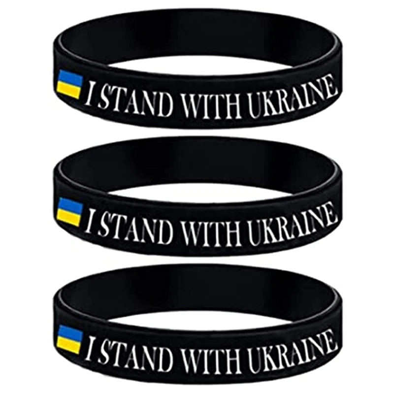 300pcs Ukraine Ukrainian Flag Black Wristband Silicone Bracelets Free Shipping by DHL Express