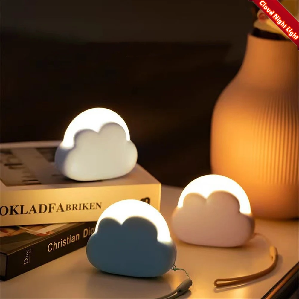 

LED Cloud Night Light 4 Modes Kids Soft Silicone 1200mAh Rechargeable Baby Nightlight Portable Bedroom Bedside Table Night Lamp