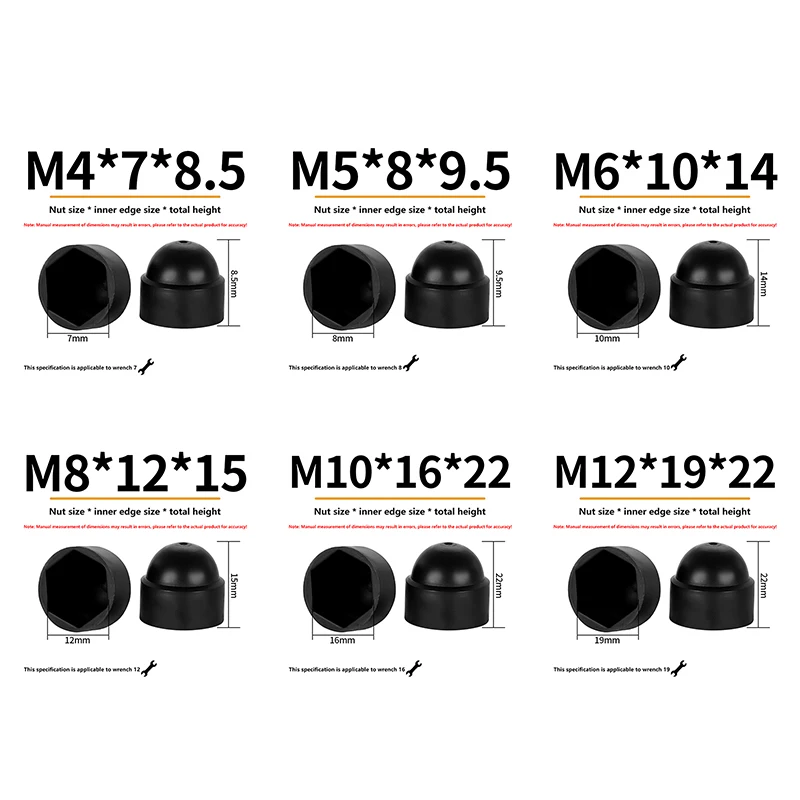 10Pcs Plastic M4 M5 M6 M8 M10 M12 Bolt Nut Dome Protection Caps Covers Exposed Hexagon Plastic Screw Protection Covers