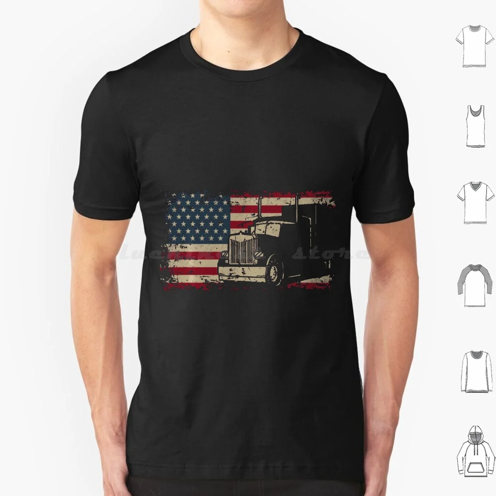 Truck Driver American Flag Gift Patriotic Trucker T Shirt Big Size 100% Cotton Truck Driver Patriotic Trucker American Trucker