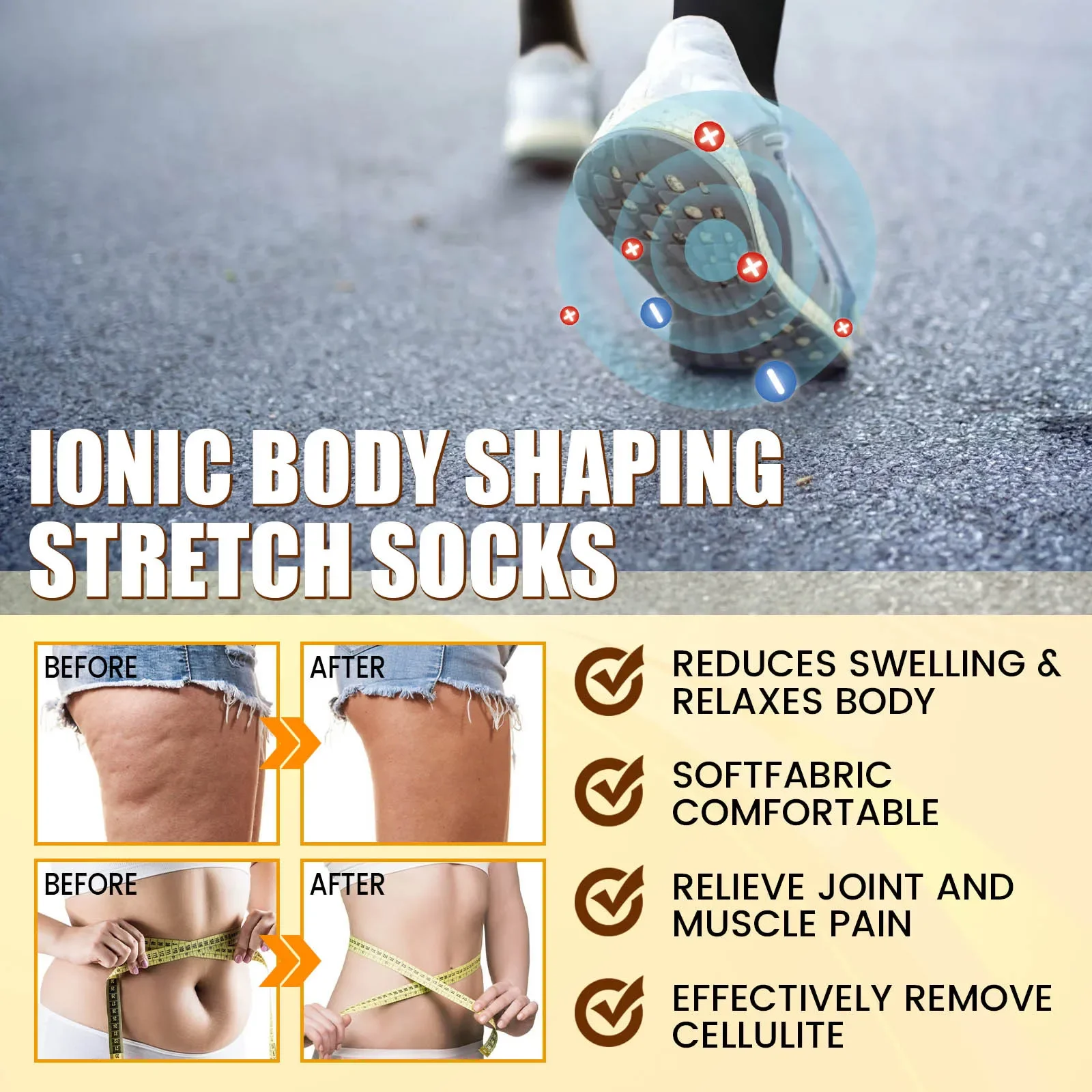 Slimming Health Socks Ionic Body Shaping Stretch Socks Relieve Varicose Veins Leg Fatigue Better Blood Circulation Non Slip Sock