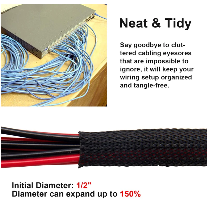 Cable Sleeve Length 1/5/10M Insulated Braided Sleeve Data line protection Wire Cable Flame-retardant PET tube