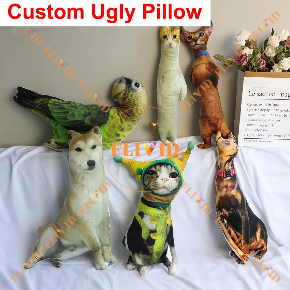 Custom 3D Ugly Cat Pillow Funny Birthday Gift Animals Dog Pillows From Photo Pillow Pet Memorial Gift Personalized Dog Cat Gift 6