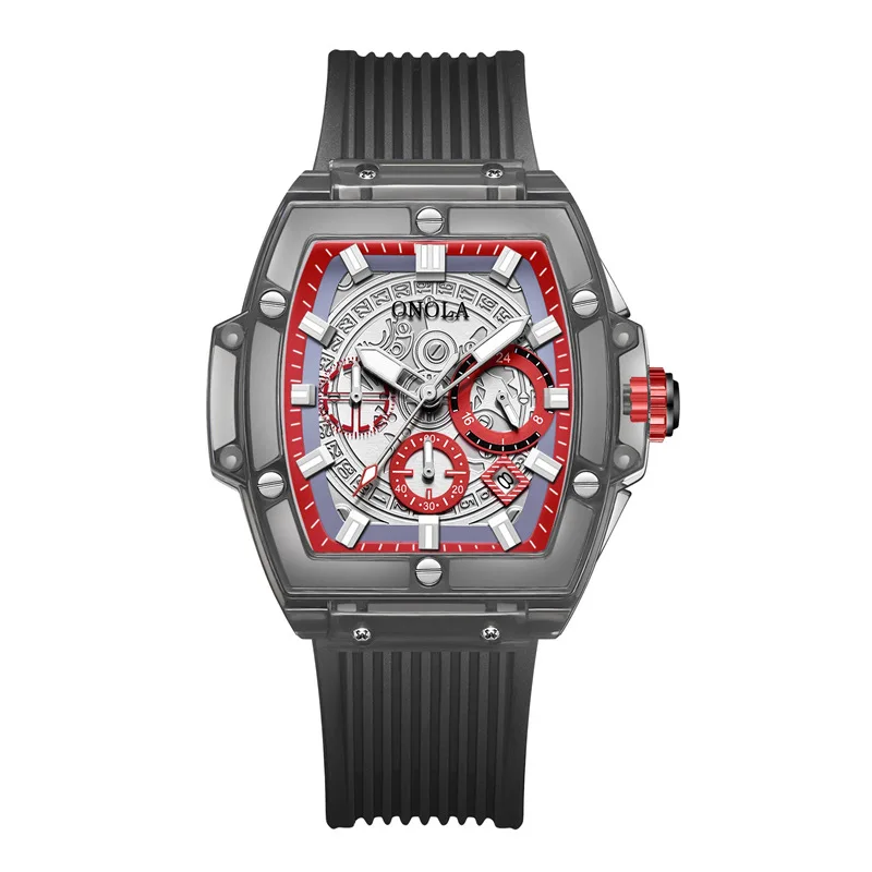 Luxury Watch For Men Military Quartz Sports Wristwatch Luminous Man Watches Transparent Case Male Tonneau Clock Reloj Hombre