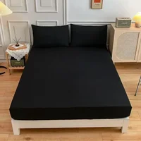 1PC Fitted Sheet with Elastic Bands All-inclusive Mattress for Single Double King Queen Bed Solid Color Non-slip Bed Cover 6
